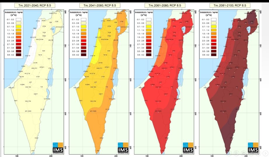 שינויי אקלים בחלוקה לאזורים גאוגרפים ועד סוף המאה