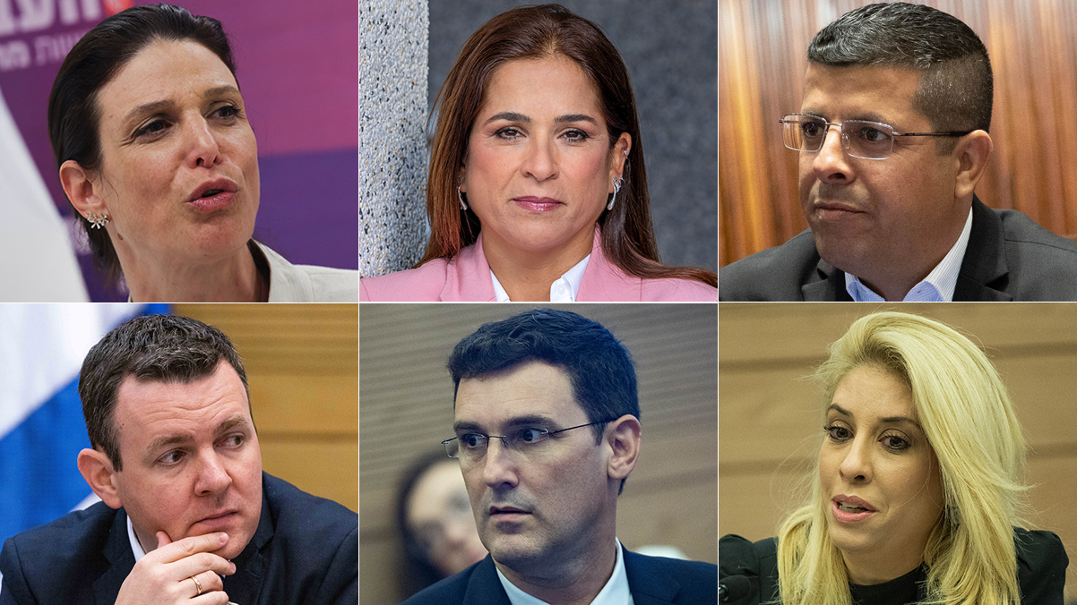 מימין למעלה נגד כיוון השעון: חברי הכנסת ואליד אלהואשלה (רע"ם), מירב בן ארי (יש עתיד), אפרת רייטן (העבודה), יבגני סובה (ישראל ביתנו), איתן גינזבורג (המחנה הממלכתי), שלי טל מירון (יש עתיד). אמורים להשתתף בדיוני "ועדת התקשורת" בתור קישוט שיעניק חזות של נורמליות למחטף פוליטי לא חוקי ולא דמוקרטי, שנועד לקדם חוק הרסני וזדוני (צילומים: פלאש90)