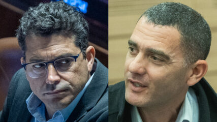 השר עמיחי שיקלי (משמאל) והיועץ מתן פלג, מנכ"ל "אם תרצו" לשעבר (צילומים: יונתן זינדל, פלאש 90)